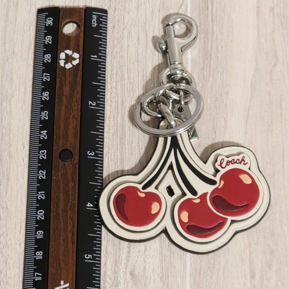 Coach Cherry Bag Charm Keychain Cherries Fob CZ092 Like New - Picture 7 of 14